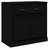 Sideboards 3 pcs Black Engineered Wood - Rear View