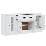 Sideboards 3 pcs High Gloss White Engineered Wood - 45-Degree Angle
