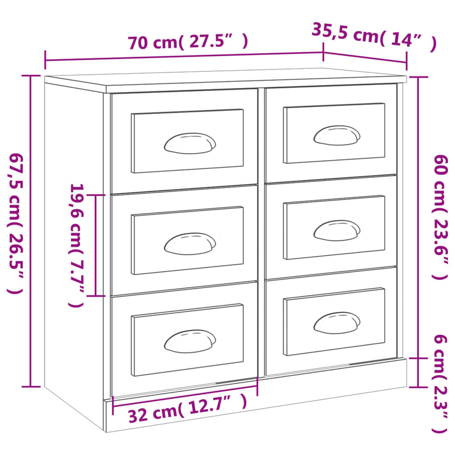 Sideboards 2 pcs White Engineered Wood