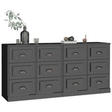 Sideboards 2 pcs Black Engineered Wood - Side View