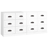 Sideboards 2 pcs High Gloss White Engineered Wood - Front View