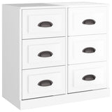 Sideboards 2 pcs High Gloss White Engineered Wood - Rear View