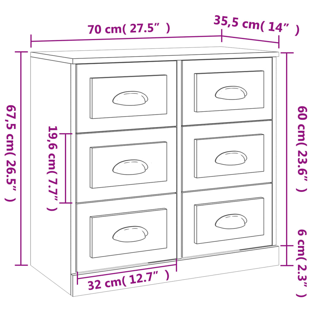 Sideboards 2 pcs Sonoma Oak Engineered Wood