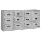 Sideboards 2 pcs Concrete Grey Engineered Wood - Front View