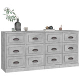 Sideboards 2 pcs Concrete Grey Engineered Wood - Side View