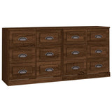 Sideboards 2 pcs Brown Oak Engineered Wood - Front View