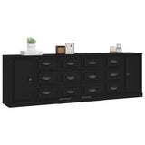 Sideboards 3 pcs Black Engineered Wood