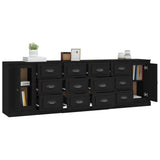 Sideboards 3 pcs Black Engineered Wood - Top-Down View