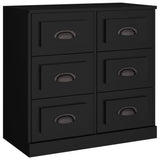 Sideboards 3 pcs Black Engineered Wood - Close-Up Angle