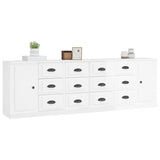 Sideboards 3 pcs High Gloss White Engineered Wood - Side View