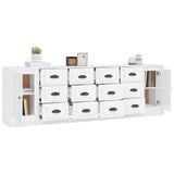 Sideboards 3 pcs High Gloss White Engineered Wood - Top-Down View