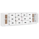 Sideboards 3 pcs High Gloss White Engineered Wood - 45-Degree Angle