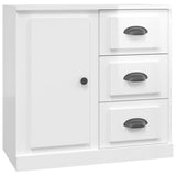 Sideboards 3 pcs High Gloss White Engineered Wood - Rear View