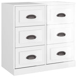Sideboards 3 pcs High Gloss White Engineered Wood - Close-Up Angle