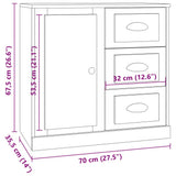 Sideboards 3 pcs High Gloss White Engineered Wood