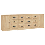 Sideboards 3 pcs Sonoma Oak Engineered Wood - Front View