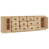 Sideboards 3 pcs Sonoma Oak Engineered Wood - 45-Degree Angle