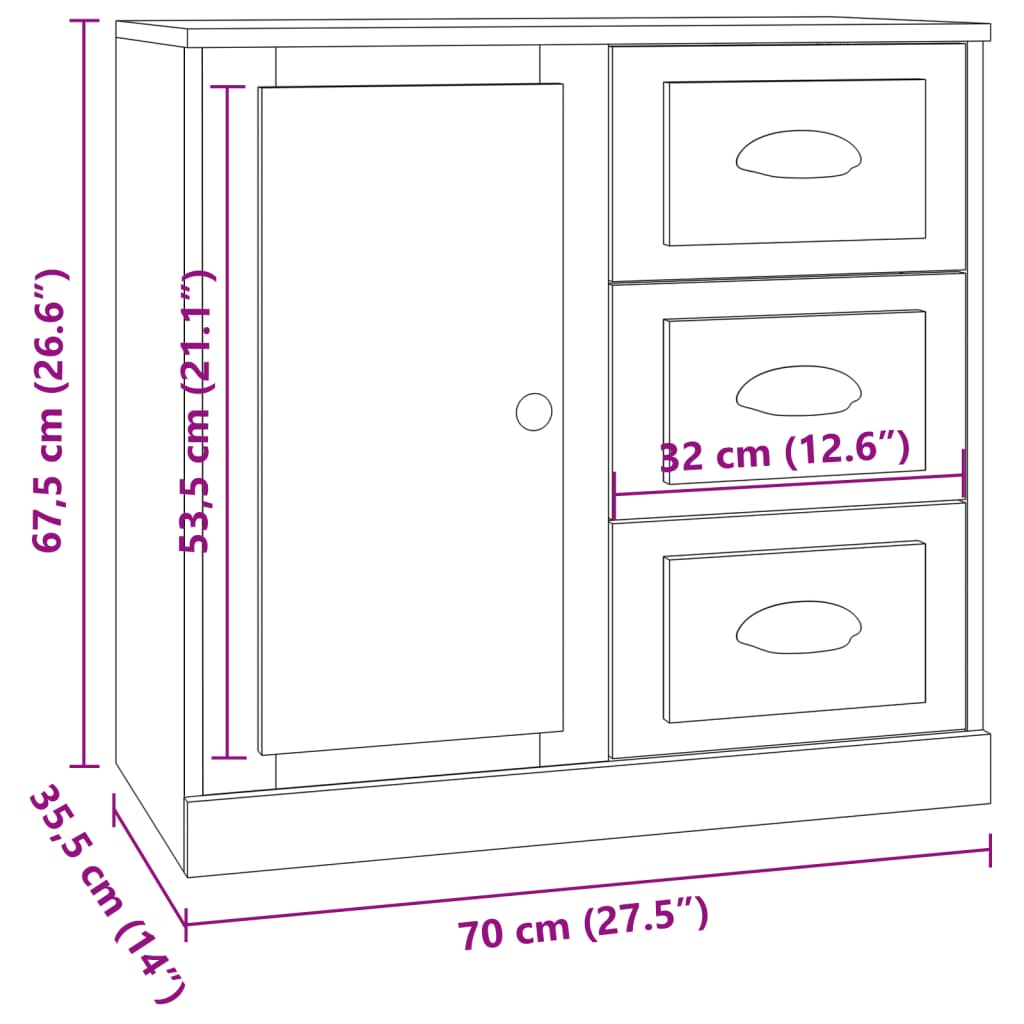 Sideboards 3 pcs Sonoma Oak Engineered Wood