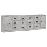Sideboards 3 pcs Concrete Grey Engineered Wood - Front View