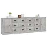 Sideboards 3 pcs Concrete Grey Engineered Wood - Side View