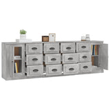 Sideboards 3 pcs Concrete Grey Engineered Wood - Top-Down View
