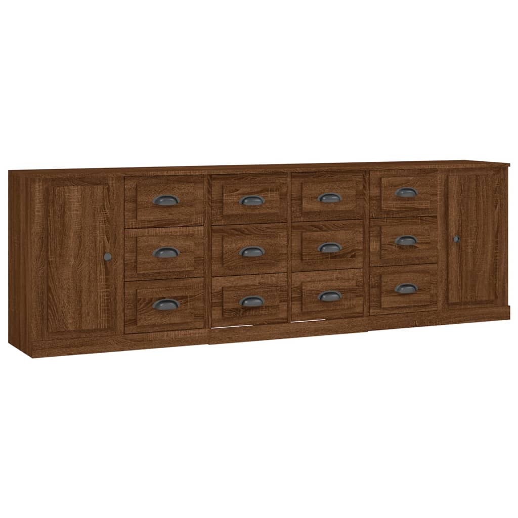 Sideboards 3 pcs Brown Oak Engineered Wood