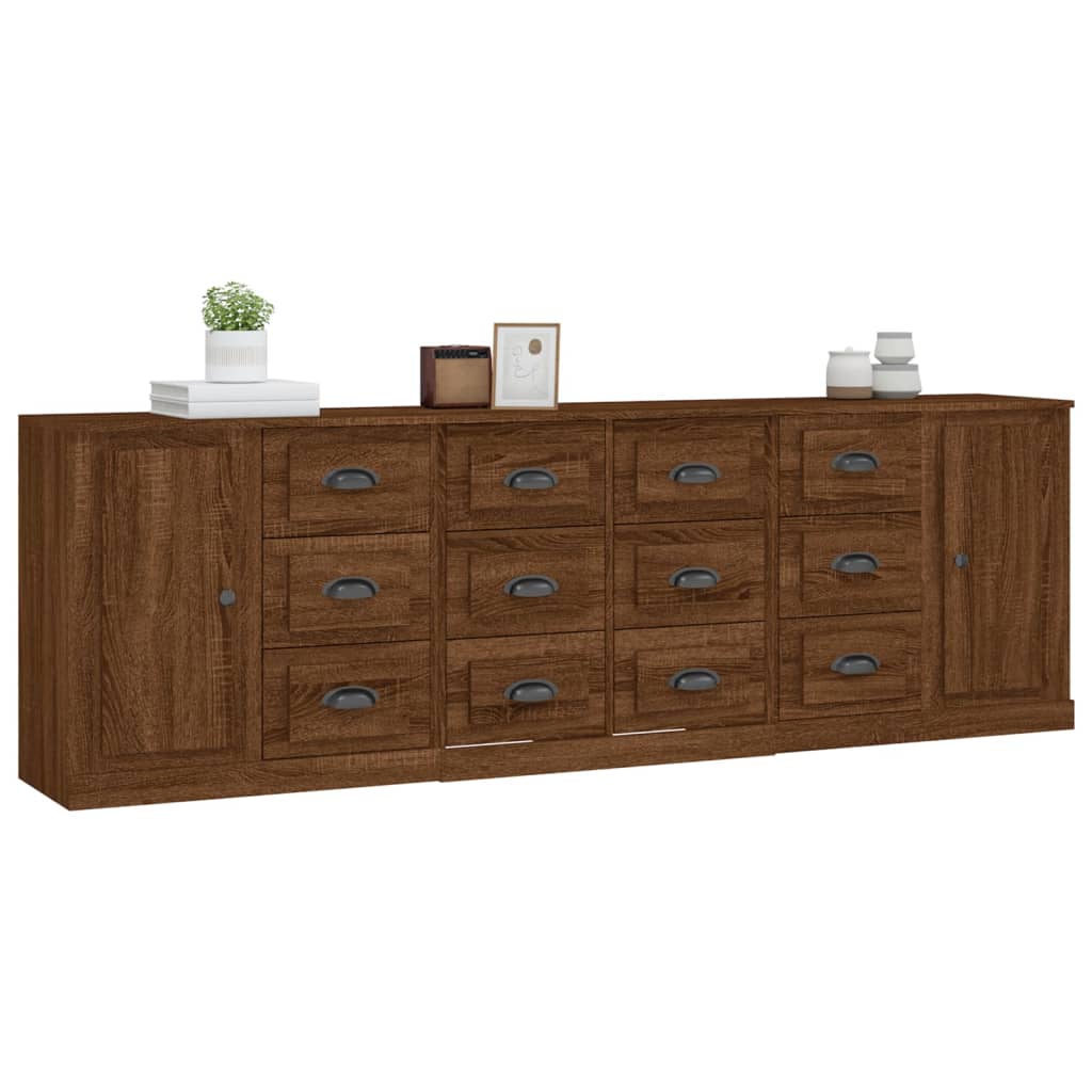 Sideboards 3 pcs Brown Oak Engineered Wood