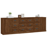 Sideboards 3 pcs Brown Oak Engineered Wood - Side View