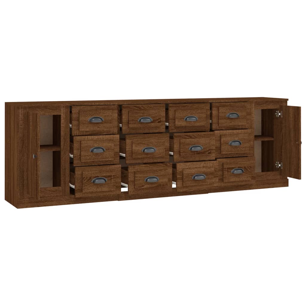 Sideboards 3 pcs Brown Oak Engineered Wood