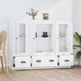 Highboards 3 pcs White Engineered Wood - Side View