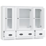 Highboards 3 pcs White Engineered Wood - Rear View