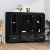Highboards 3 pcs Black Engineered Wood - Side View