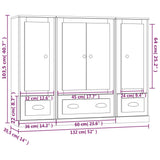 Highboards 3 pcs Black Engineered Wood - Low Angle