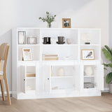 Highboards 3 pcs High Gloss White Engineered Wood - Side View