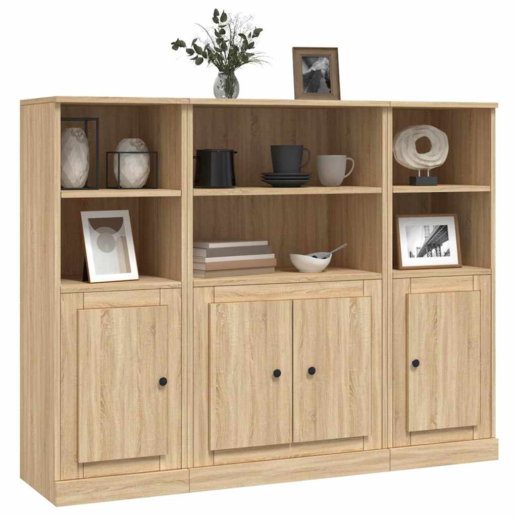 Highboards 3 pcs Sonoma Oak Engineered Wood