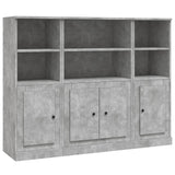 Highboards 3 pcs Concrete Grey Engineered Wood - Front View