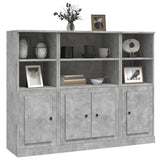 Highboards 3 pcs Concrete Grey Engineered Wood - Side View