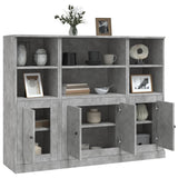 Highboards 3 pcs Concrete Grey Engineered Wood - Top-Down View