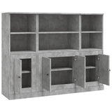 Highboards 3 pcs Concrete Grey Engineered Wood - 45-Degree Angle