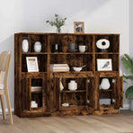 Highboards 3 pcs Smoked Oak Engineered Wood