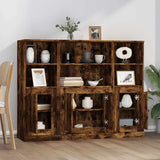 Highboards 3 pcs Smoked Oak Engineered Wood - Side View