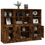 Highboards 3 pcs Smoked Oak Engineered Wood - 45-Degree Angle