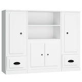 Highboards 3 pcs White Engineered Wood - Front View