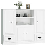 Highboards 3 pcs White Engineered Wood - Top-Down View