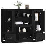 Highboards 3 pcs Black Engineered Wood - 45-Degree Angle