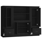 Highboards 3 pcs Black Engineered Wood