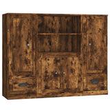 Highboards 3 pcs Smoked Oak Engineered Wood - Front View