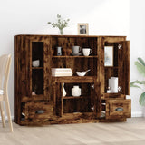 Highboards 3 pcs Smoked Oak Engineered Wood - Side View