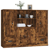 Highboards 3 pcs Smoked Oak Engineered Wood - Top-Down View