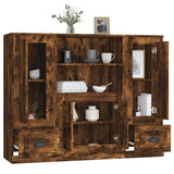 Highboards 3 pcs Smoked Oak Engineered Wood - 45-Degree Angle